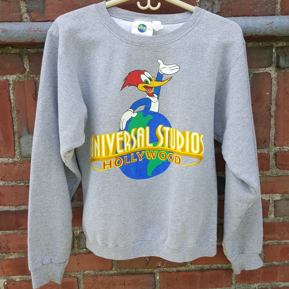 Universal Studios Hollywood Woody Wood Pecker Gray Sweatshirt Sz Small Women’s